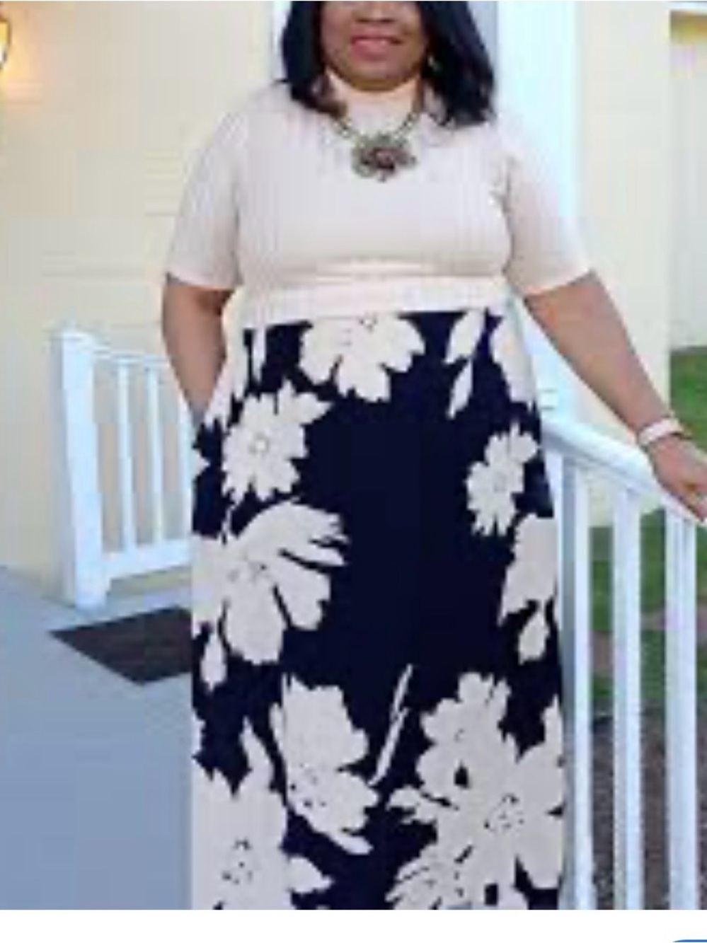 Cato Navy Maxi Skirt with Cream Floral Print